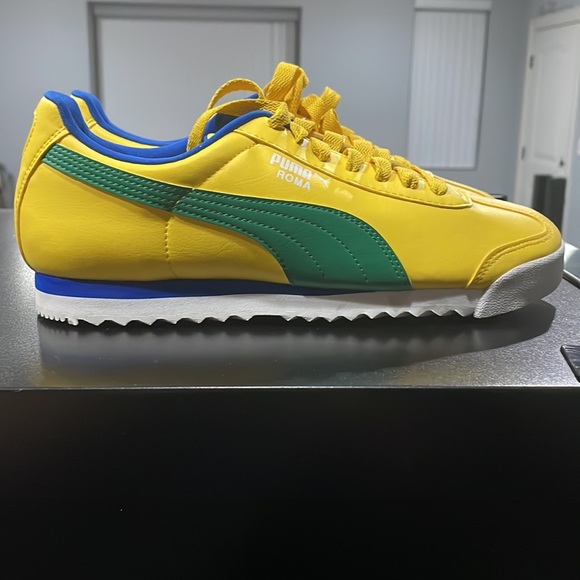 Puma Roma; Worn once; Colors: Green Yellow & Blue - Picture 3 of 3